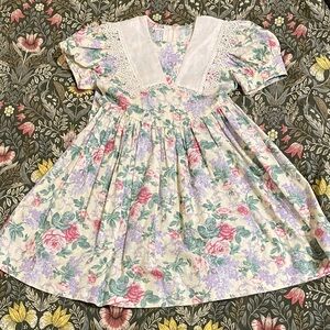 Jessica McClintock Floral Dress with Lace Accents